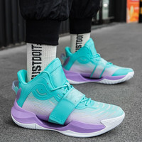 逸兮 篮球鞋男女防滑耐磨减震轻便网面透气潮流运动鞋实战高帮战靴 蓝紫 44
