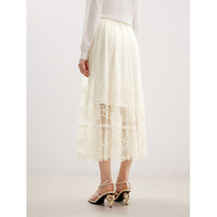 朗姿复古设计感高端重工刺绣气质半裙女春季显瘦半身裙 白色 2XL