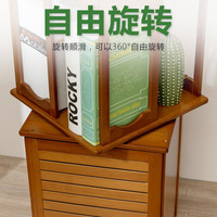 木马人旋转书架落地实木置物柜简易书柜收纳简约家用小多层展示架子 【百叶门设计】条形款-原色七层（360度旋转）