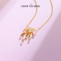 CHOW TAI SENG 周大生 浪漫火花s925银饰项链荧光珐琅火花项链锁骨链