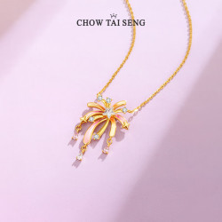CHOW TAI SENG 周大生 浪漫火花s925银饰项链荧光珐琅火花项链锁骨链