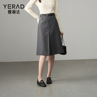 娅丽达设计感高腰黑色半身裙女2024秋装显瘦包臀裙a字中长裙 犀牛灰（H0） 2XL