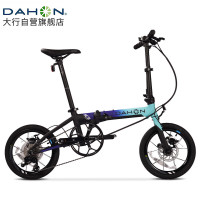 移动端、京东百亿补贴：DAHON 大行 16英寸9速碟刹版K3PLUS男女式运动单车KAA693 黑蓝 黑蓝