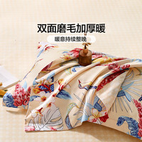富安娜 FUANNA全棉磨毛加厚枕套 纯棉保暖枕头套 国风印花枕芯套一对装74*48CM