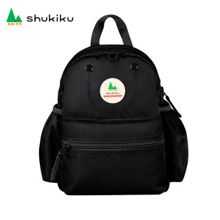SHUKIKU儿童书包小1-3年级幼儿园轻便防泼水背包双肩包 外出背包黑色 S+