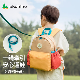 SHUKIKU儿童书包小1-3年级幼儿园轻便防泼水背包双肩包 外出背包黑色 S+