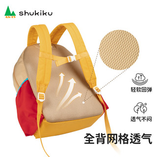 SHUKIKU儿童书包小1-3年级幼儿园轻便防泼水背包双肩包 外出背包黑色 S+