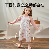 欧孕(OUYUN)婴儿睡衣夏季透气网眼睡裙宝宝纯棉长袖连体睡衣儿童家居服睡袍 蝶与萌兔-短袖 90cm【身高90-100cm】开肩