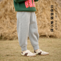 棉花堂棉花堂儿童针织绒长裤宝宝潮流休闲卫裤秋季小童保暖裤子 花灰 100