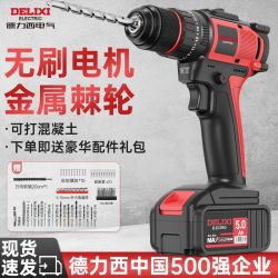德力西 DELIXI 手电钻手电动螺丝刀枪工具冲击钻家用充电无刷锂电池转打孔