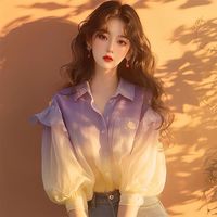 雷黛茜 紫色雪纺衬衫秋装女款2025年新款小众独特别店铺优先发货】 XXS 白色抹胸非图