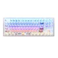 狼蛛（AULA）F3032客制化机械键盘gasket结构全键热插拔有线蓝牙无线三模键盘办公电竞游戏 F3032-白透 星黛紫侧刻键帽 （三模键鼠套装） 冰晶轴