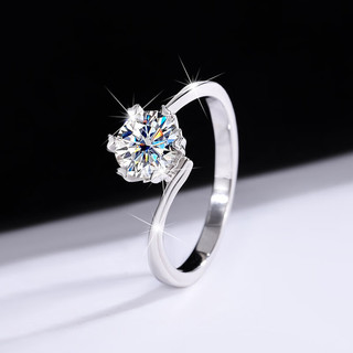 EVERMOND18K金雪花人工培育钻石一克拉求婚戒指河南人造钻戒送女友老婆 18K金2克拉培育钻D/VVS/IGI证书