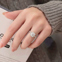 EVERMOND人工培育钻石一克拉求婚戒指公主方包人造钻戒送女友老婆 银培育钻D色VVS/3EX/NGIC证书 1克拉