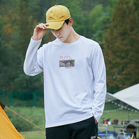拓路者(Pioneer Camp)男装春秋长袖T恤男圆领纯棉上衣户外运动休闲宽松打底衫内搭 烟雾蓝 2XL
