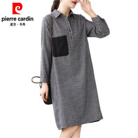 皮尔卡丹(pierre cardin)早秋大码棉麻亚麻连衣裙女妈妈2024秋季新款胖mm显瘦遮肉衬衫裙子 条纹【裙子胖mm遮肚显瘦/衬衫裙/ XL 【建议95-115斤】