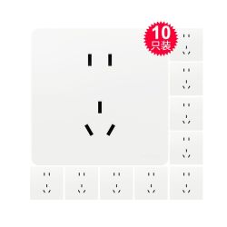 施耐德电气 Schneider Electric 皓呈升级皓隽系列 斜五孔插座 奶油白 10只装