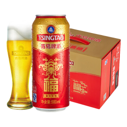 TSINGTAO 青岛啤酒 福如东海10度500mL*12罐 赠博物馆扎杯