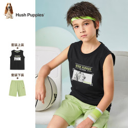 Hush Puppies 暇步士 男童夏季精梳棉运动时尚套装短袖+短裤 2件套