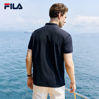 FILA 斐乐男装针织短袖POLO衫2025夏季休闲基础凉感上衣 传奇蓝-NV S 165/88A/S