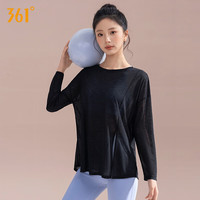 361°瑜伽服女薄款运动上衣宽松透气长袖罩衫专业普拉提训练服 黑色 2XL