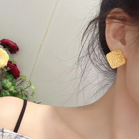 小腰金菱形耳钉高级感黄金几何耳环女ins风2025999足金耳饰气质时尚 黄金几何菱形耳钉一对4.41克