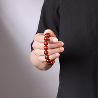 月印百川小叶紫檀手串 男女款牛毛纹珠素圈文玩单圈手链 约12mm