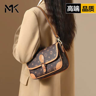  MK 印花质感 女士斜挎包  特大包 咖啡色