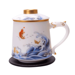 哲选 鱼跃龙门 茶水分离泡茶杯 工艺礼品