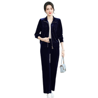恒源祥妈妈装春装金丝绒套装2025新款中老年女装运动服春秋休闲两件套