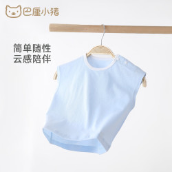 巴厘小猪 婴儿背心夏季无袖单件上衣薄款儿童体恤休闲夏装衣服A类棉宝宝T恤 明黄 73