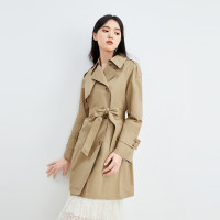 秋水伊人 设计感风衣春中长款高级感小个子风衣外套女 棕色 L