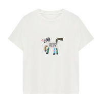 百家好（Basic House）Basic House/百家好卡通刺绣圆领T恤夏季设计感套头短款上衣