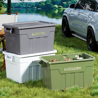 稻草熊特大号加厚收纳钢化箱大容量强韧性塑料衣物书籍零食整理箱储物箱 组合2件套【白灰双色无轮款】 154L【76*47*43cm】