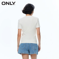 ONLY夏季时尚百搭正肩显瘦纯色通勤简约圆领短袖T恤女|123201177 A43 奶油白色 CREAM 170/88A/L