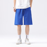 真维斯（JEANSWEST Z+）男士短裤泡泡纱宽松冰丝凉感休闲裤男款运动百搭休闲中裤子男 克莱因蓝 5XL