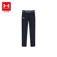 安德玛童装女童运动训练紧身裤2024年中大童打底裤弹力运动裤 黑色