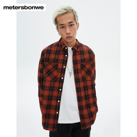 美特斯邦威格纹衬衫男装春休闲清爽透气舒适百搭经典简约纯棉上衣 绿色 170/M