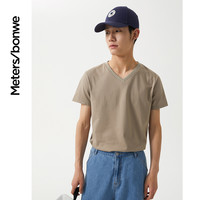 美特斯邦威奥特莱斯短袖t恤男夏季V领修身百搭纯棉日系内搭打底衫 160/84A 浅泥灰