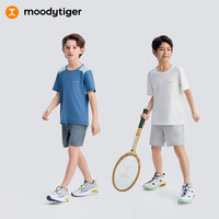 moodytiger儿童裤子男童短裤夏款弹力百搭舒适速干运动裤| 空气裤 极地冰灰