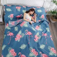 星寇便携式加厚隔脏睡袋四件套水洗双人旅行床单被罩防脏旅游酒店 火烈鸟 隔脏睡袋四件套 230cm*200cm