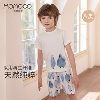 MOMOCO玛米玛卡A类儿童夏季家居服男童短袖短裤套装睡衣吸湿排汗 蓝鹦鹉 130 【120-130CM】【50-60斤】