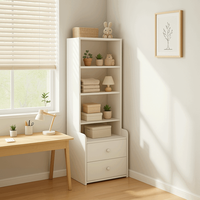 半隅雅居书架置物架落地储物柜一体靠墙小架子简易客厅角落书柜多层收纳柜 六层热销款】北欧蓝色