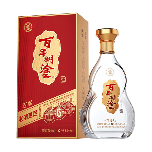 百年糊涂 52/38度百福6#浓香型高粱白酒礼盒送礼500mL