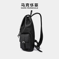 Mark Fairwhale/马克华菲时尚商务双肩包牛皮背包男大容量旅行包 暮色黑双肩包+暮色黑旅行包组合【PU】