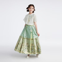 马骑顿（MQD）【新中式】MQD女大童24夏国风马面裙套装演出旅游 薄荷绿 120