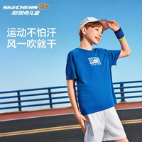 Skechers斯凯奇儿童时尚短袖男女童舒适夏季新款针织运动T恤衫P225K005