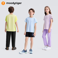 moodytiger儿童短袖T恤25夏季速干圆领男女童撞色运动上衣
