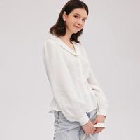【莱赛尔】衣恋长袖衬衫女小翻领泡泡袖轻薄透气甜美春季款上衣