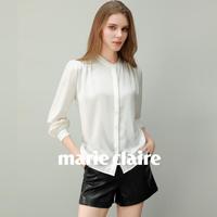 立领白色衬衫女长袖2025春季衬衣时尚气质高级感通勤上衣